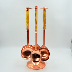 High Quality <b>Copper</b> Finish Stainless Steel Kitchenware Set With Set Of 6 With Resin <b>Handle</b> Use For Kitchen In Low Price In India - Product Image 1