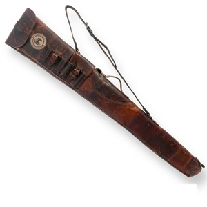 Equestrian leather scabbard <b>case</b> long design with strap western riding saddle mount carry storage outdoor gear use - Product Image 3