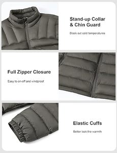Men's Lightweight Packable Puffer Jacket Waterproof <b>Winter</b> Hood Jacket Custom Packable <b>Quilted</b> Puffer Jacket With Storage Pouch - Product Image 5