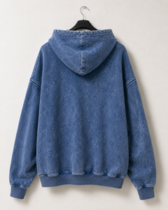 Oversized Front Rhinestone Print Acid Washed French Terry 100% Cotton Eco-Friendly Vintage Y2K Streetwear Unisex Pullover <b>Hoodie</b> - Product Image 5
