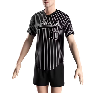 2026 Premium Baseball Pullover V-Neck Jersey Quick Dry Breathable Sublimation Striped Print <b>Polyester</b> Coach Team Baseball Jersey - Product Image 5