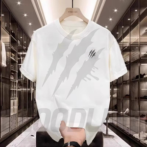 เสื้อยืดคอกว้างแขนสั้นผ้าฟลีซสำหรับผู้ชาย ทรงปกติ แห้งเร็ว ผ้าเจอร์ซีย์คอตตอน 220 กรัม สีพื้น ดีไซน์เรียบง่าย - Product Image 5