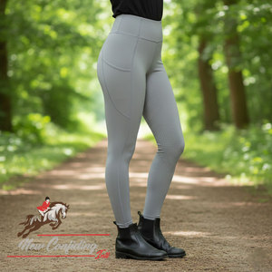 Leggings ecuestres de cintura alta para mujer con bolsillo, pantalones de equitación de silicona con estampado personalizado para damas. - Product Image 3