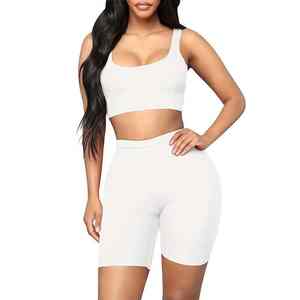 ชุดโยคะแบบใหม่ ดีไซน์ทันสมัย เสื้อครอปแขนกุด กางเกงขาสั้น ชุดออกกำลังกายสองชิ้นสำหรับผู้หญิง - Product Image 2