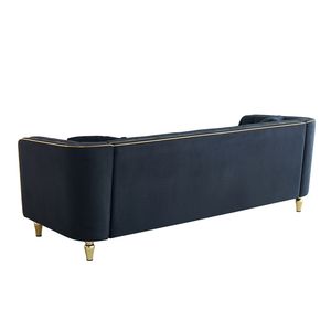 Divano Moderno Elegante in Velluto Trapuntato da 87,01 Pollici, Comodo per Soggiorno, Hotel, Appartamento, Nero - Product Image 6