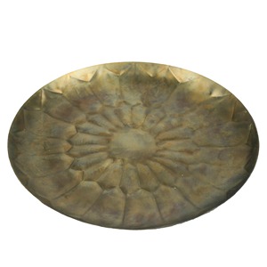 Plateau décoratif ovale en métal, motif abstrait rustique, emballage individuel, design vieilli antique - Product Image 5