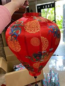 Linterna de Bambú Hecha a Mano en Vietnam, Satinada, Ecológica, Duradera, Arte Popular, Decoración para Restaurantes, Fiestas, Bodas, Manualidades, Tela de Seda - Product Image 2