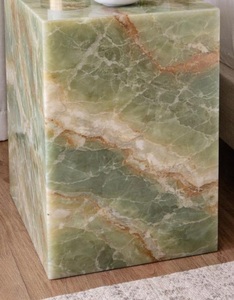 Table d'appoint en onyx vert naturel de luxe |   Table d'appoint de chevet en pierre massif |   Table d'appoint moderne en onyx pour salon et chambre à coucher - Product Image 2