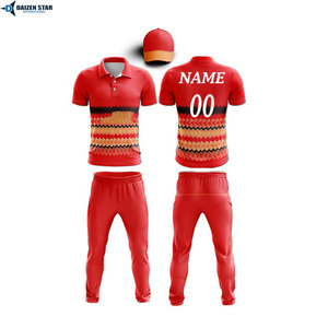 Men's Red White Striped Sports Kit Short Sleeve cricket uniform With Matching <b>Pants</b> Breathable Regular Fit All Seasons - Product Image 4