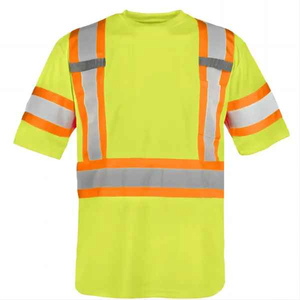 Vêtements de travail de sécurité à manches courtes, haute visibilité, imperméables, avec logo personnalisé imprimé, réfléchissants, pour hommes, conforme à la norme ANSI Classe 1, vente en gros - Product Image 1