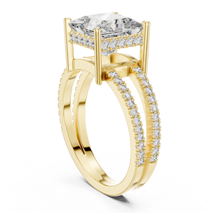 Anillo de Diamante Princess de 3 Quilates Cultivado en Laboratorio con Corte SPLIT SHANK en Oro Amarillo de 18 Quilates PARA Compromiso, San Valentín, Fiestas, Bodas PARA MUJERES - Product Image 2