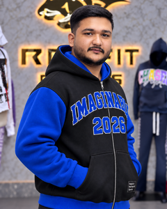 Sudadera con capucha personalizada unisex con letras aplicadas, estilo urbano, forro polar oversize, etiqueta en el puño en contraste, top informal OEM para invierno - Product Image 4