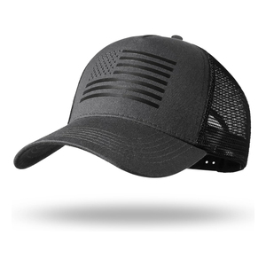 Gorra Trucker Unisex con Bandera Americana, Negra y Blanca, de Malla Ajustable, de 6 Paneles, Estilo Casual, con Panel Frontal con Estampado Metálico - Product Image 5