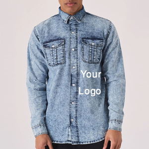 เสื้อเชิ้ตยีนส์แฟชั่นมินิมอล |   เสื้อเชิ้ตยีนส์ผู้ชายสีพื้นเรียบง่าย ดีไซน์เรียบๆ จำหน่ายจำนวนมาก - Product Image 6