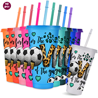 Gobelet en plastique PP réutilisable de 24 oz avec couvercles et pailles, personnalisé pour les fêtes, écologique, sans BPA, de qualité alimentaire, avec paillettes, vente en gros