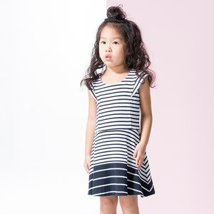 เดรสแขนกุดสำหรับเด็กผู้หญิงเดรสสำหรับเด็กลายทางสีดำ/ น้ำเงิน - Product Image 4