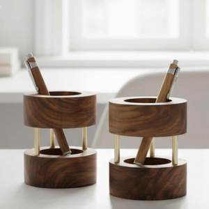 Portalápices de madera hecho a mano con soporte para móvil, organizador de escritorio, caja de almacenamiento para espacio de trabajo, decorativo - Product Image 6