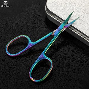 Ciseaux à cuticules et à ongles en acier inoxydable avec finition arc-en-ciel colorée et poignées en acier pour salon et soin des ongles à domicile - Product Image 5