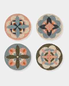 Sous-verre rond personnalisé en verre perlé, motif floral, résistant à la chaleur, pour cuisine, salle à manger, bar, restaurant, maison - Product Image 1