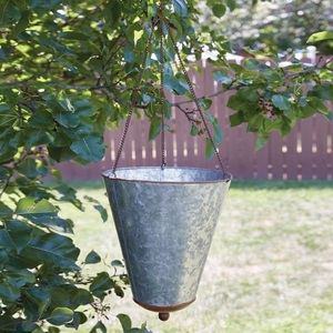 Luxury Black Powder Coated Stainless Steel Hanging Flower <b>Pot</b> with Chain Minimalist Design for Indoor Outdoor Plant Display - Product Image 4
