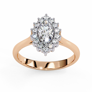 Anillo de Compromiso con Moissanita Corte Marquesa y Halo, Inspirado en el Estilo Vintage, Joyería para Mujer, Ajustable para Bodas y Fiestas - Product Image 6