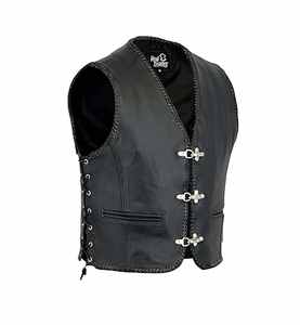 Chaleco de Motocicleta Reversible de Cuero Negro para Hombre, Transpirable, Corto, para Otoño, Tallas de la S a la 3XL - Product Image 1