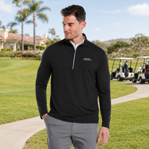 ONETEN APPAREL Unisex Black Pullover Hooded <b>Long</b> <b>Sleeve</b> Breathable Knitted <b>Golf</b> Shirt Solid Front Logo Sporty Casual Style - Product Image 6
