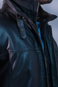 Chaqueta de Motero para Hombre de Alta Calidad Personalizable, Cierre de Cremallera, Estilo Urbano Moderno, Cuero Genuino, Logotipo OEM, Forro de Poliéster - Product Image 3