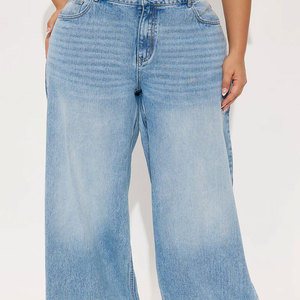 Pantalon en jean évasé pour femme, taille mi-haute, longueur intégrale, poches latérales, boutons, style urbain, effet usé, couleur personnalisée, coupe large – Nouvelle collection 2026, vente flash - Product Image 5