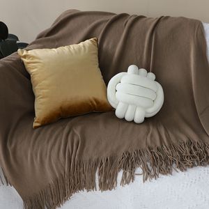 Cozy Soft Coffee Acrylic Knitted <b>Throw</b> Blanket Warm Stylish Decorative Bed <b>Sofa</b> Living Room or Couch <b>Cover</b> - Product Image 1