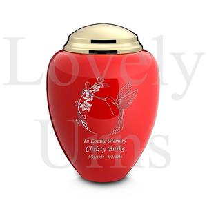 Urna Funeraria de Latón Rojo Brillante con Diseño de Colibrí para Adultos, Recuerdo Conmemorativo, Recipiente para Cenizas, Elegante y Duradero - Product Image 3