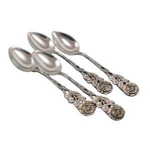 Cuillère décorative en laiton plaqué argent avec un élégant manche floral pour une restauration et une présentation de luxe pour les fêtes à domicile, cadeau, vaisselle - Product Image 1