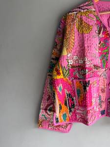 Women's Embroidered Floral Kantha Vest Cotton Waistcoat Button Front <b>Patchwork</b> <b>Jacket</b> With Pockets for Winter gift for her - Product Image 3