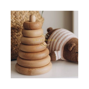 Vietchoice Montessori Wooden Stacker - Sustainable & Skin-Friendly <b>Stacking</b> <b>Rings</b> - Premium Quality - Made in Vietnam - Product Image 3