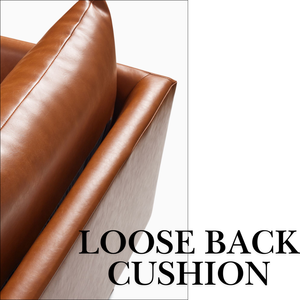 Fauteuil d'appoint moderne en cuir cognac avec pieds en bois, fauteuil lounge de style mid-century pour salon, chambre, hall d'hôtel - Product Image 3