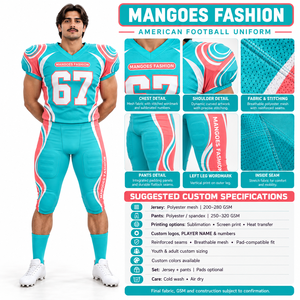 Jersey de Fútbol Americano Personalizado, Transpirable, Antibacterial, de Spandex/Poliéster, con Nombre, Número y Logotipo del Equipo, Ecológico - Product Image 6