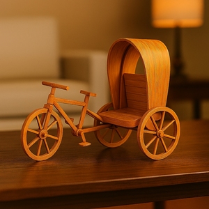 Handmade <b>Bamboo</b> <b>Craft</b> Rickshaw Decorative Model Eco-Friendly Smooth Polished Customizable Size Showpiece Art Collectible Home - Product Image 3
