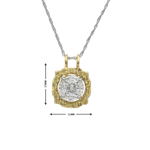 Collier pendentif Fleur Halo en diamant naturel taille Princesse et Marquise 0,98 carats, en argent sterling plaqué or, serti à griffes, tendance pour femme - Product Image 2