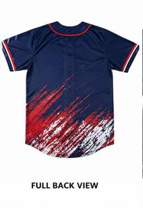 Camiseta de Béisbol Unisex Azul Marino de Manga Larga con Ribete Rojo y Blanco, Estampado Sublimado, Absorbente de Humedad, Spandex/Algodón/Bambú 3D - Product Image 2