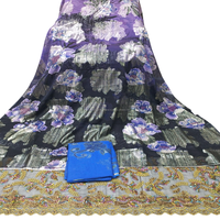 Robe élégante en tissu chiffon somalien Fransawi gris pour filles - Jacquard tissé léger à motif floral en coton-polyester