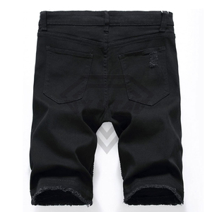 Pantalones Cortos de Mezclilla Negros Rotos para Hombre, Estilo Biker, Desgastados, Ajustados, de Algodón, Fabricados a Medida - Product Image 2