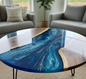 Midnight Blue <b>Epoxy</b> <b>Table</b> Blue Marble <b>Epoxy</b> Wood <b>Table</b> Sapphire Glow Resin <b>Coffee</b> <b>Table</b> Arctic Blue <b>Epoxy</b> Round <b>Table</b> Deep - Product Image 3