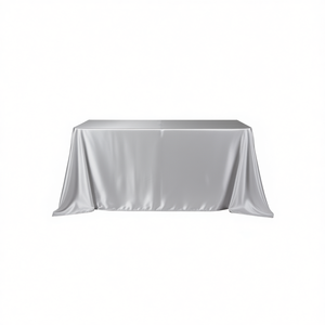 Elegante Mantel de Satén Plateado de 1.4*20M, Diseño Sólido, Tejido, para Ocasiones Especiales - Product Image 2