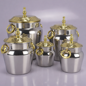 Ensemble de boîtes de conservation alimentaire en acier inoxydable poli doré, couvercles hermétiques amovibles, compatibles lave-vaisselle, contenants de voyage, carton - Product Image 1