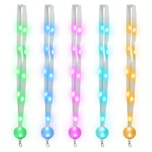 Party Supplies Led Flashing Lanyards Accessories Remote Control Funny Multicolor RGB Lights ID Badges Light Up Lanyard