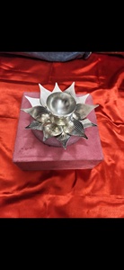 Handcrafted Silver Lotus Diya for Puja Elegant Metal Oil Lamp for Spiritual Decor Traditional Indian Artisanal Home Decor - Product Image 2