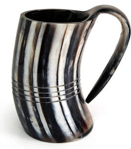 Jarra de Cuerno Hecha a Mano con Diseño de Barco Vikingo, Cuerno de Búfalo Natural, Acabado Antiguo, Taza Rústica Medieval para Beber - Product Image 4