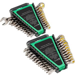 Set di chiavi a cricchetto combinate da 24 pezzi SAE 1/4''-7/8'' e metriche 8 mm in acciaio Cr-V con supporto organizer - Product Image 1