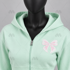 Conjunto de Sudadera y Pantalones Casuales de Invierno para Mujer, Color Verde Menta, con Capucha, Cierre Frontal con Cremallera, Manga Larga, Corte Holgado - Product Image 5