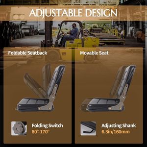 Siège universel rabattable pour chariot élévateur avec dossier inclinable réglable en cuir PVC pour mini-pelle et excavatrice - Product Image 4